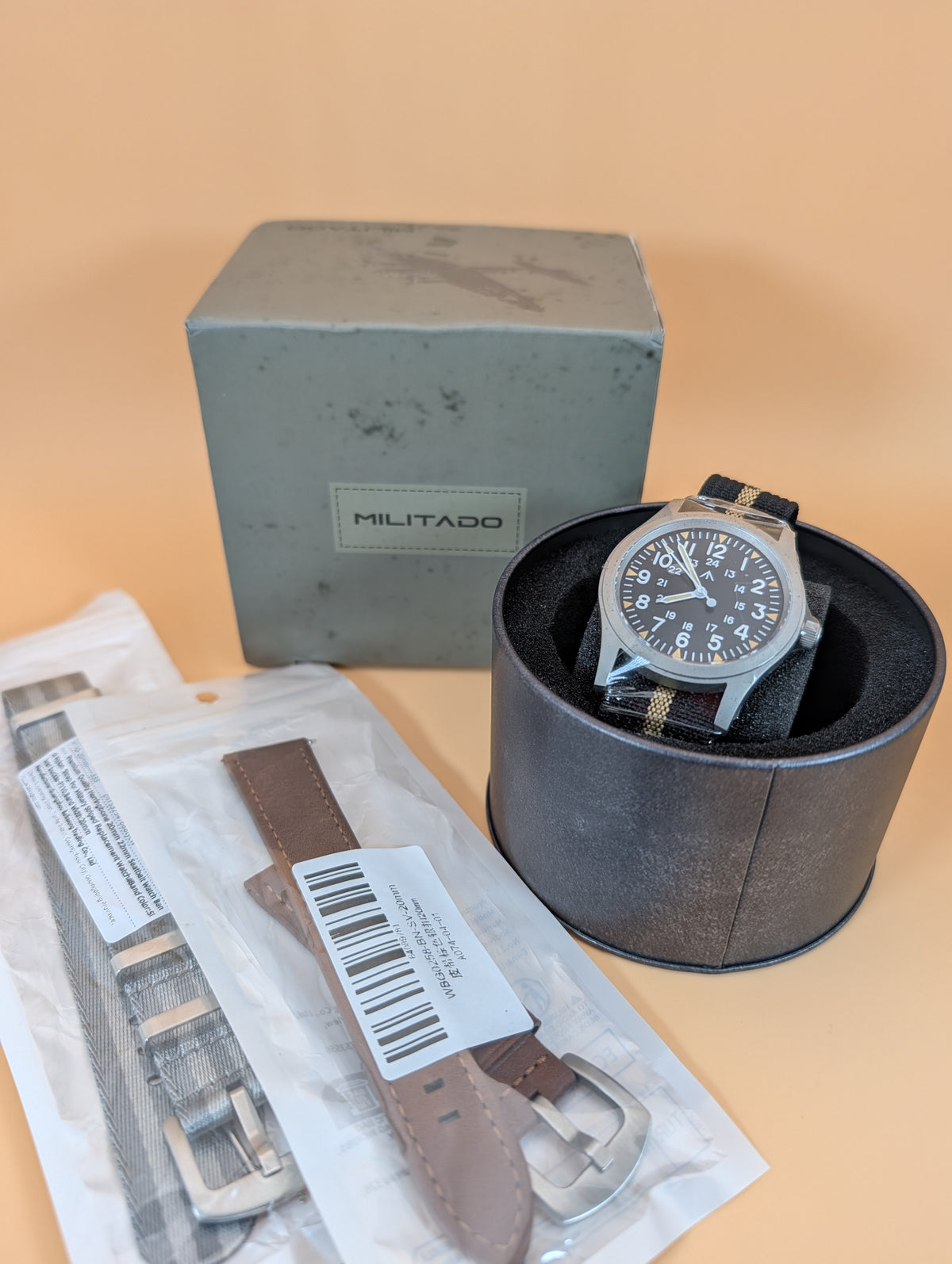 Militado ML05B men's Field watch - 38mm with 2 bonus straps