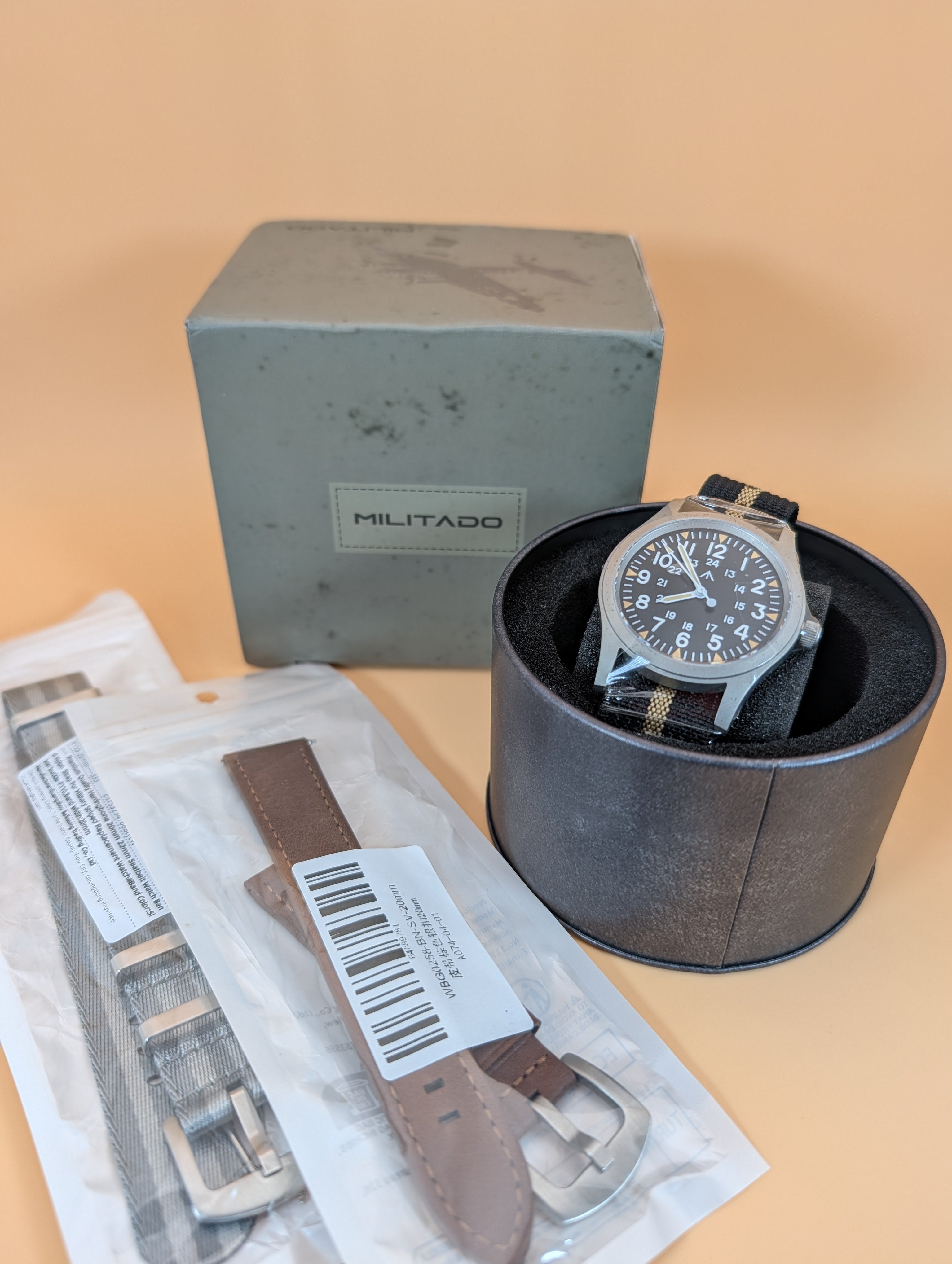 Militado ML05B men's Field watch - 38mm with 2 bonus straps