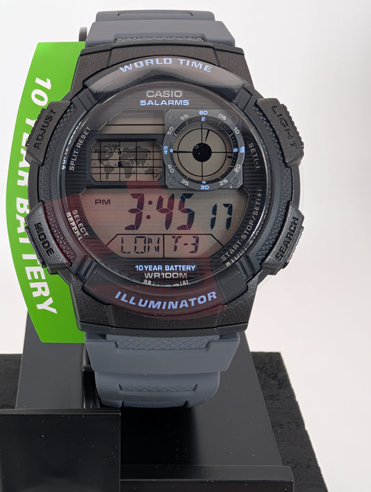 Casio AE-1000W-8AVCF World Time Digital Men's Watch with dust bag - 45mm