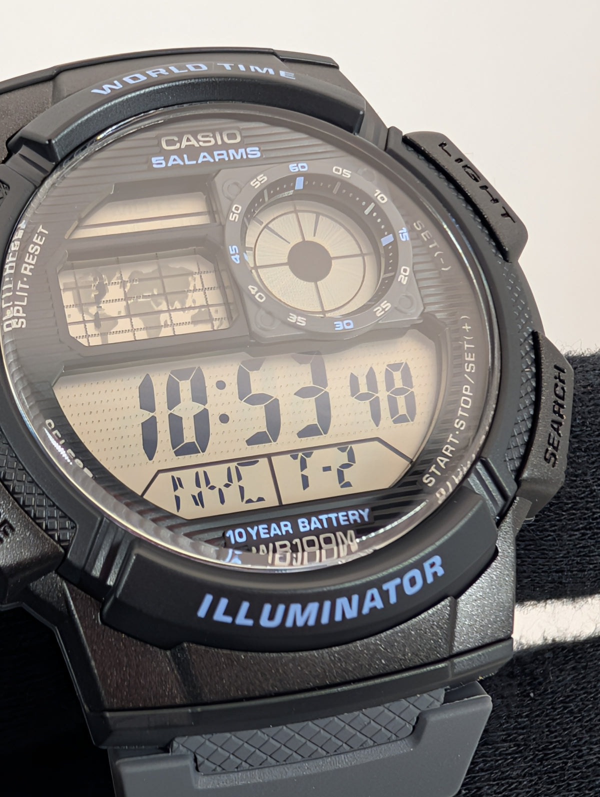Casio AE-1000W-8AVCF World Time Digital Men's Watch with dust bag - 45mm