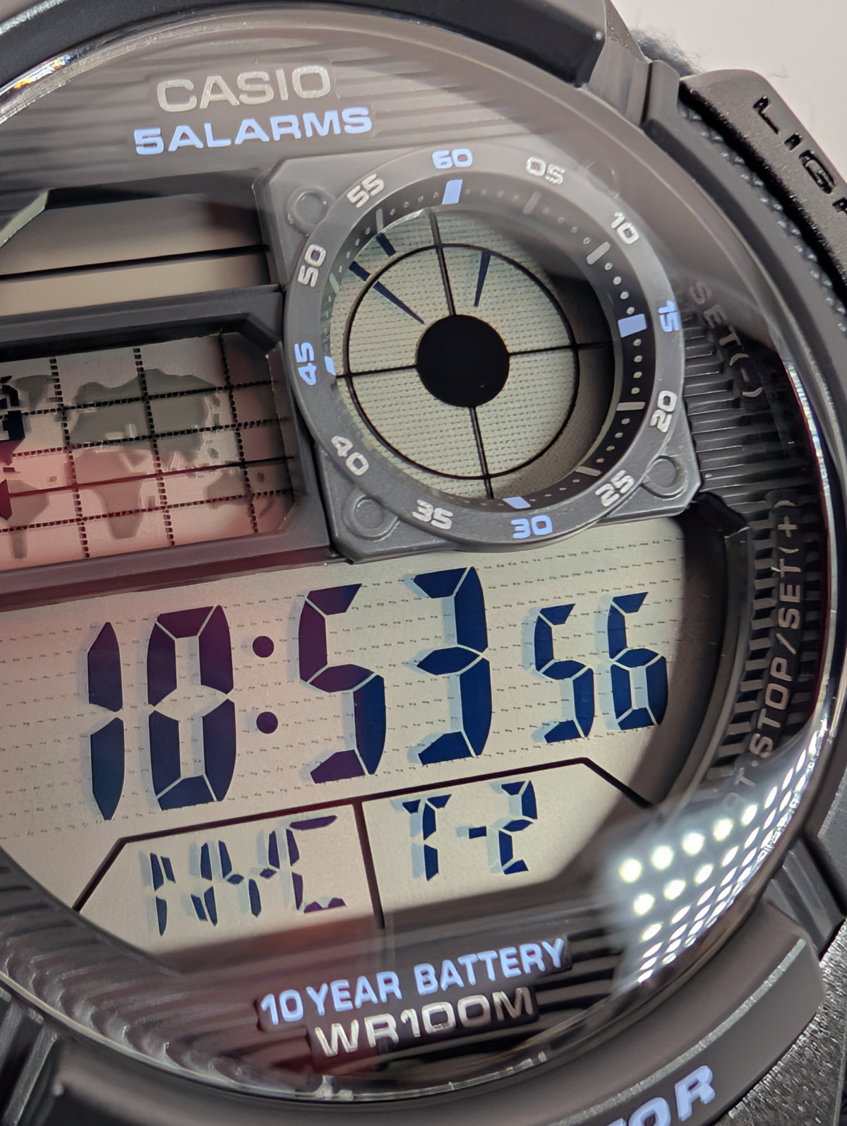 Casio AE-1000W-8AVCF World Time Digital Men's Watch with dust bag - 45mm