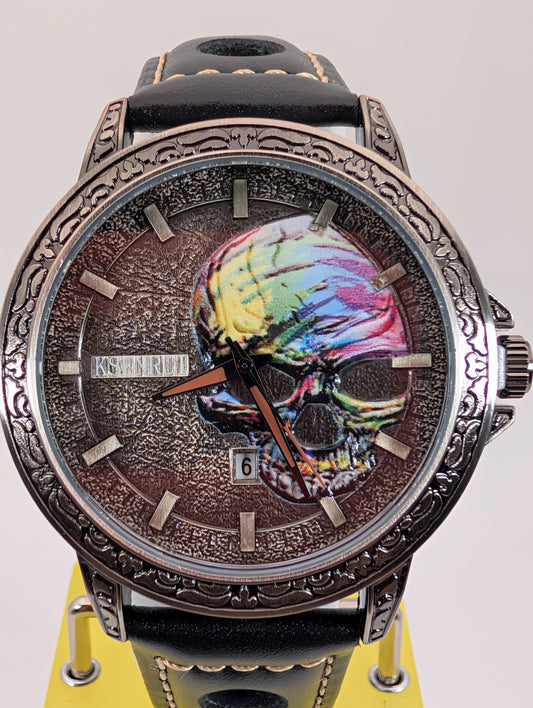 KSENRUI Iridescent Skull Men's Watch with bonus NATO strap - 45mm