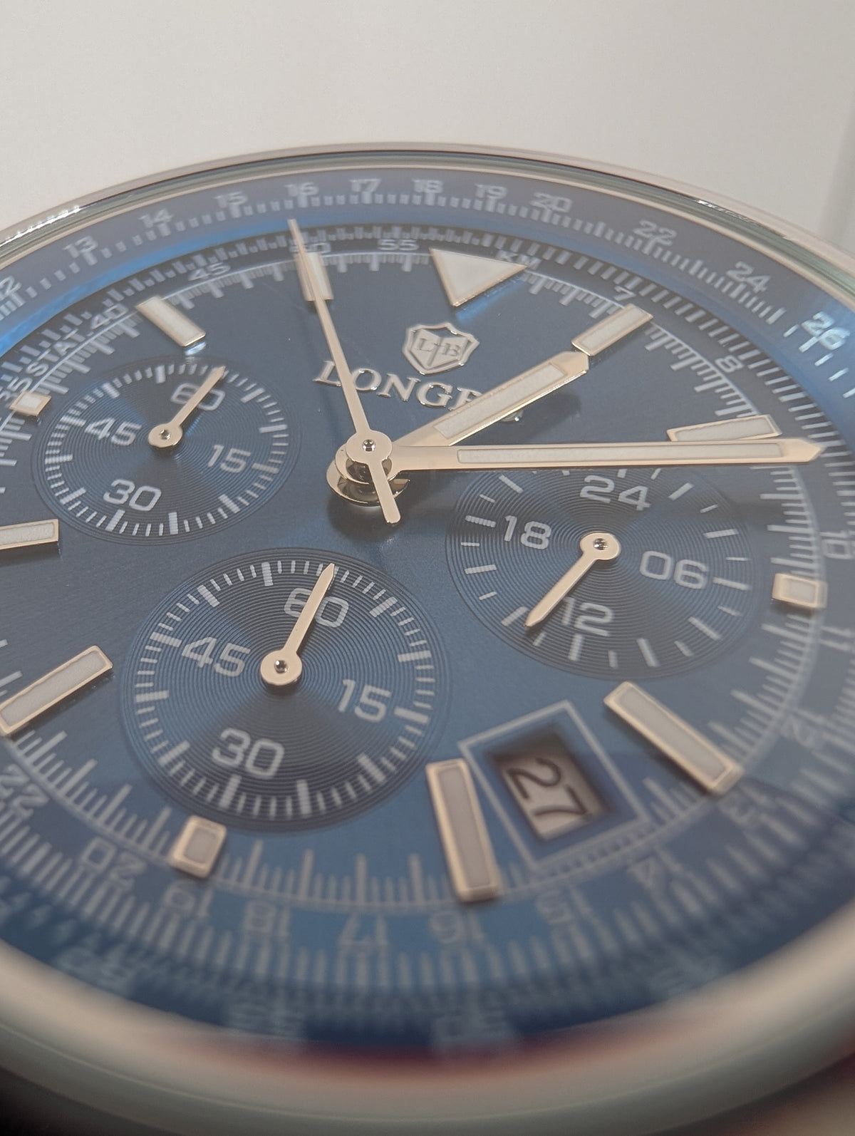 LONGBO 83823 Men's Chronograph Watch — Blue Dial / Stainless Steel Bracelet - 44mm