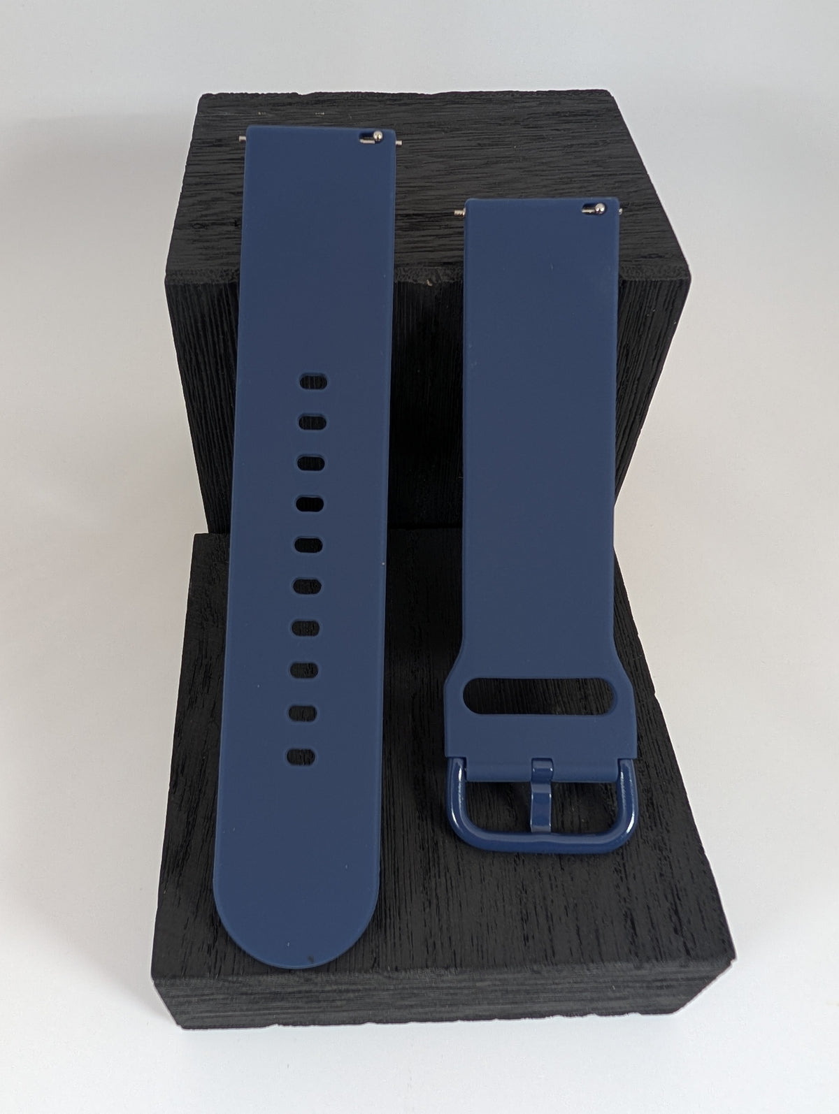 Navy silicone watch strap, front view