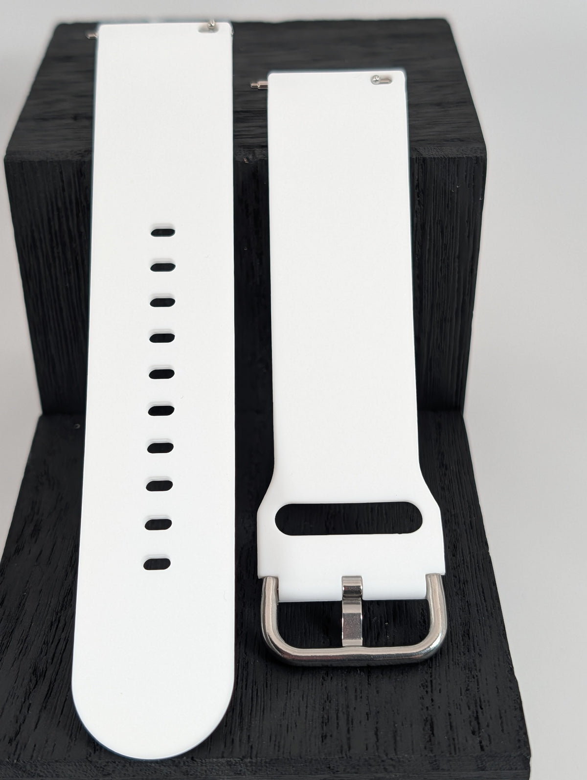 White silicone watch strap, front view